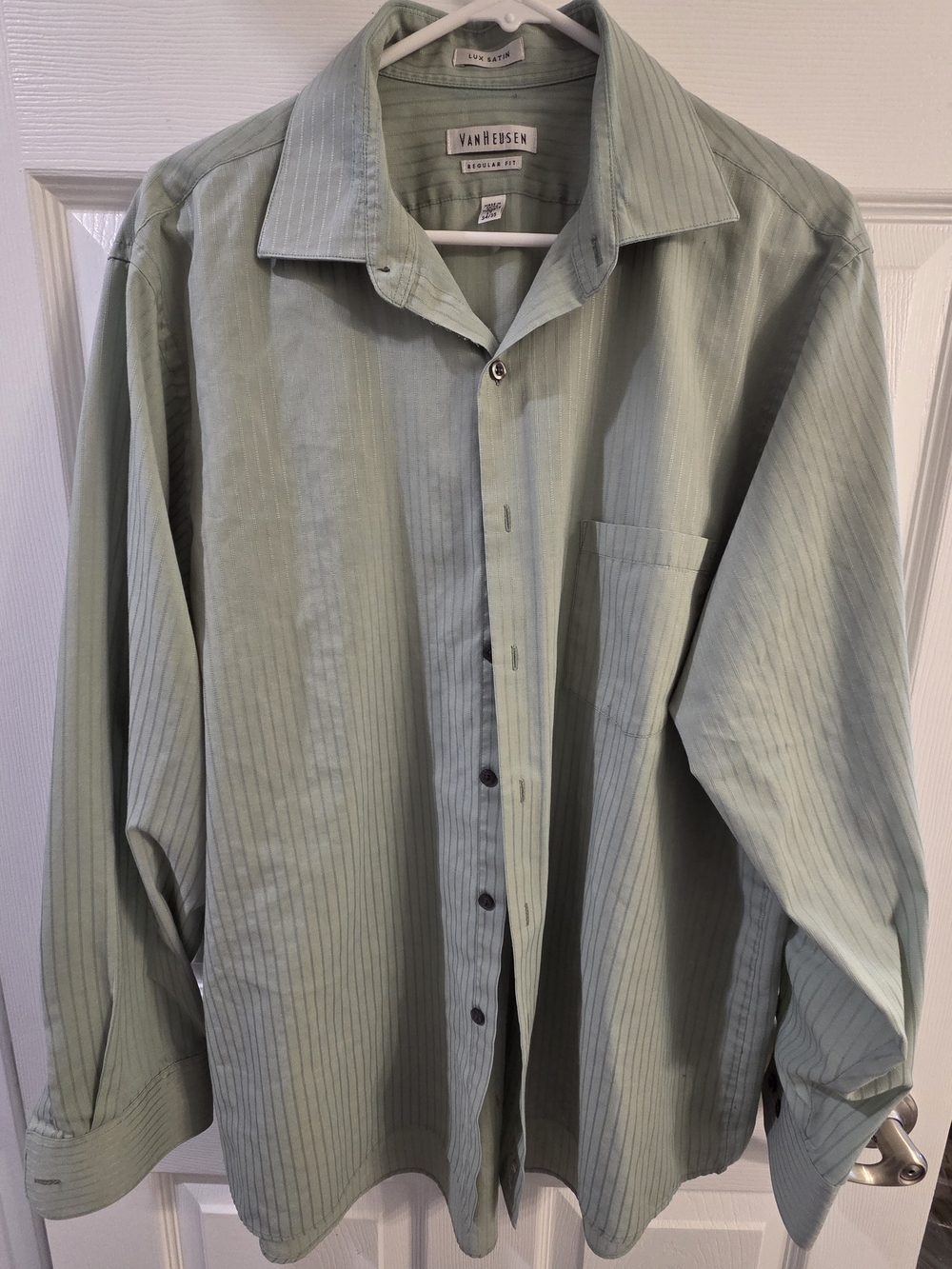 Van Heusen Men's Sage Green Pinstripe Dress Shirt